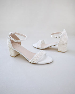 ivory crochet lace wedding heel sandals