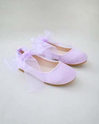 Satin Ballet Flats with Ankle Tie or Ballerina Lace UpKids Shoes