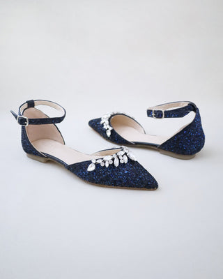 Navy Glitter Bridesmaids Flats