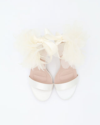 Satin High Heel Wedding Sandals with Ophelia Flowers