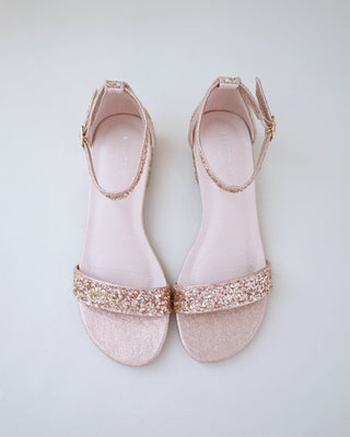 rose gold glitter heel wedding sandals