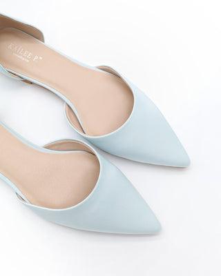 Satin Pointy Toe Bridal Flats with Ribbon Tie or Pearls StrapWomen Shoes