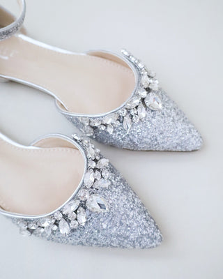 Silver Glitter Bridesmaids Flats