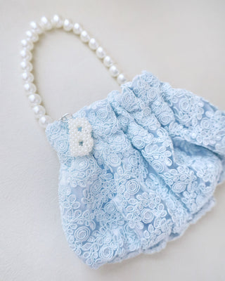 Cleo Pearl Lace Mini Pouch with Pearl InitialClutch
