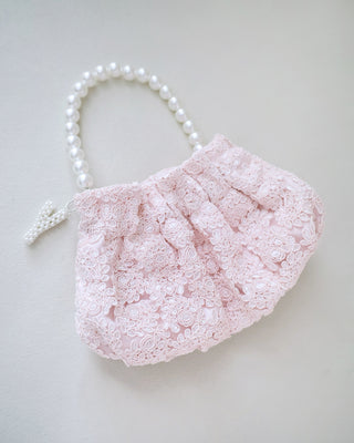 Cleo Pearl Lace Mini Pouch with Pearl InitialClutch