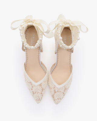 Lace Block Heel For Weddings with Perla Ankle StrapWomen Shoes