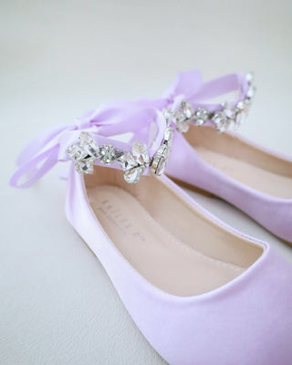 lavender purple satin girls ballet flats