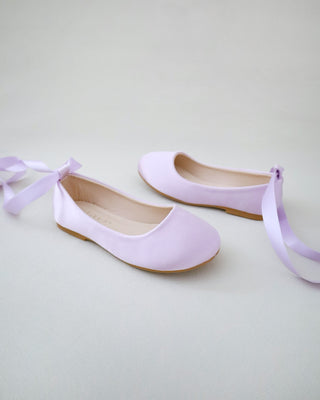 Satin Ballet Flats with Ankle Tie or Ballerina Lace UpKids Shoes