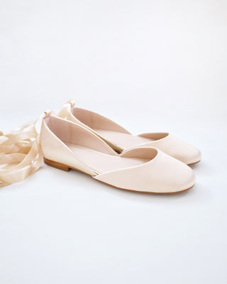 Satin Round Toe Evening Flat with Ballerina Lace UpWomen Shoes