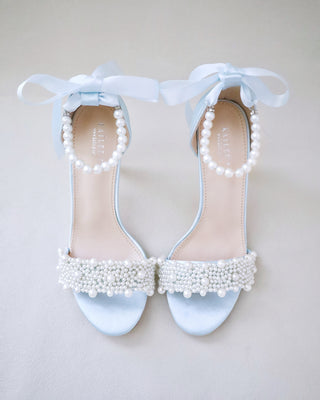 light blue pearls wedding high heel