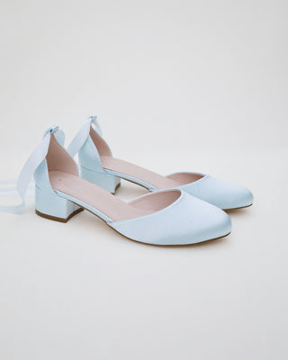 Round Toe Satin Block Heel with Ballerina Lace Up