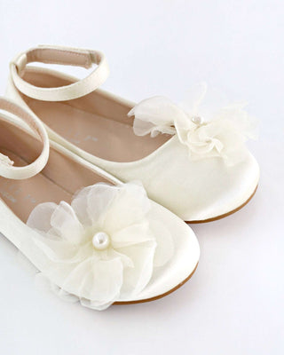 Satin Ballet Flats with Ophelia Flowers