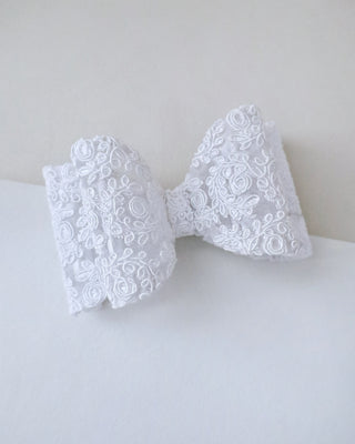 white oversized crochet lace wedding hair barrette