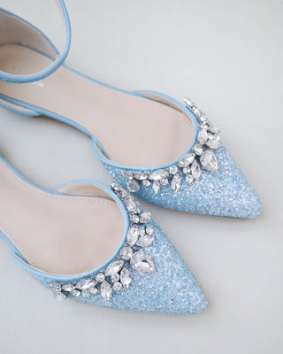 Light Blue Glitter Bridesmaids Flats