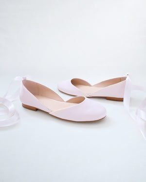 Satin Round Toe Evening Flat with Ballerina Lace Up