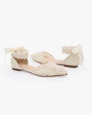 Crochet Lace Pointy Toe with Perla Ankle StrapWomen Shoes