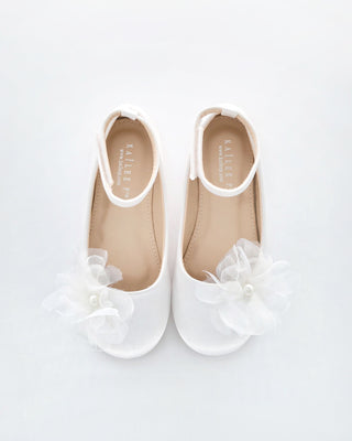Satin Ballet Flats with Ophelia Flowers