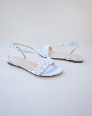 Satin Wedding Flat Sandal with Perla Applique