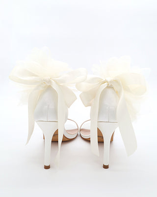 Satin High Heel Wedding Sandals with Ophelia Flowers