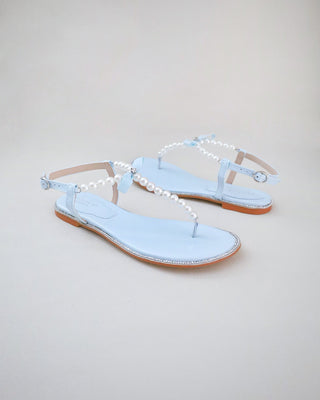 Light Blue Bridal Flat Sandals