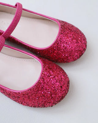 fuchsia rock glitter flower girls flats
