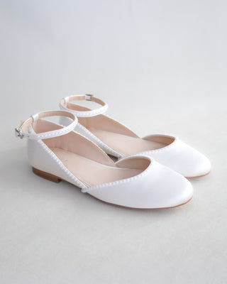Bridal Round Toe Flat with Mini Pearls