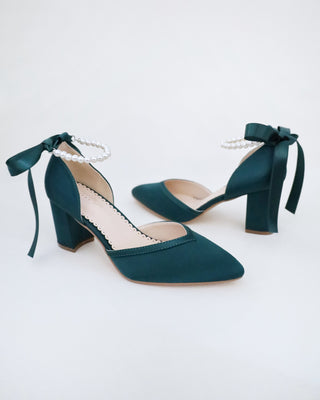 All Pearl Ankle Strap Evening Block Heel