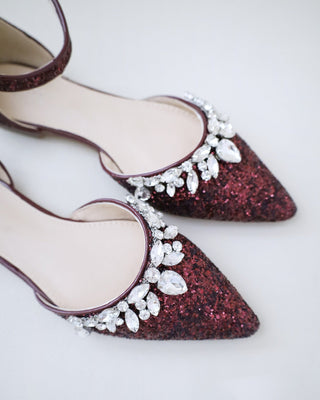 Burgundy Glitter Bridesmaids Flats