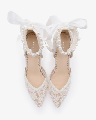 Lace Block Heel For Weddings with Perla Ankle StrapWomen Shoes