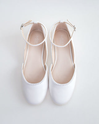 Bridal Round Toe Flat with Mini Pearls