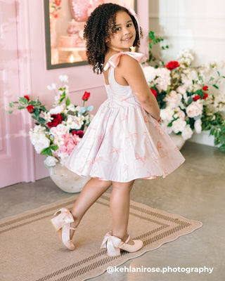 Girls Satin Mary Jane Block Heel with Back Satin BowKids Shoes