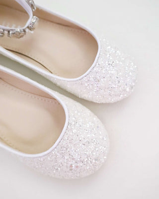Rock Glitter Ballet Flats with Navette Cluster Rhinestones StrapKids Shoes