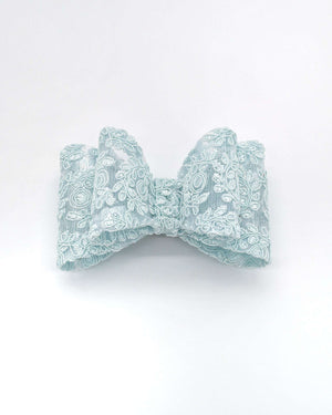 Light Blue Oversized Crochet Lace Wedding Hair Bow