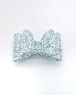 Light Blue Oversized Crochet Lace Wedding Hair Bow