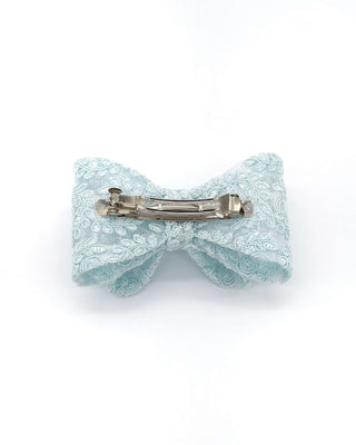 Light Blue Oversized Crochet Lace Wedding Hair Bow