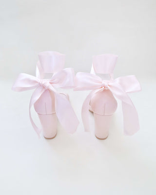 Satin Block Heel Evening Sandals with Wrapped TieWomen Shoes