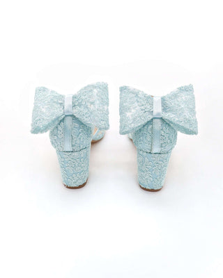 something blue wedding shoes with crochet bow