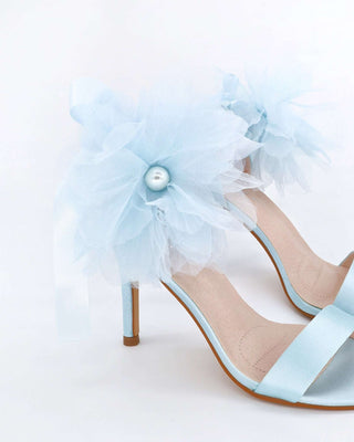 Satin High Heel Wedding Sandals with Ophelia Flowers