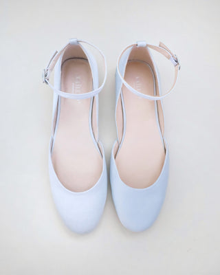 light blue satin flats wedding shoes something blue