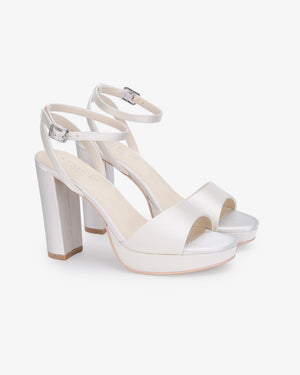 Satin Platform Block Heel Wedding Sandals