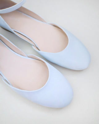 light blue satin flats wedding shoes something blue