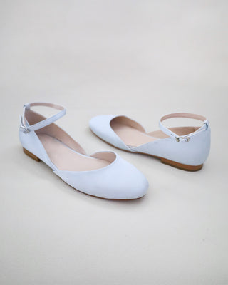light blue satin flats wedding shoes something blue