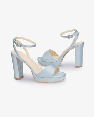 Satin Platform Block Heel Wedding SandalsWomen Shoes