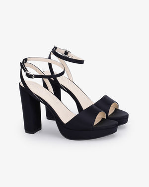 Satin Platform Block Heel Evening Sandals