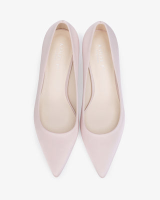 Dusty Pink Satin Kitten Heel Pointed Toe Evening Pump