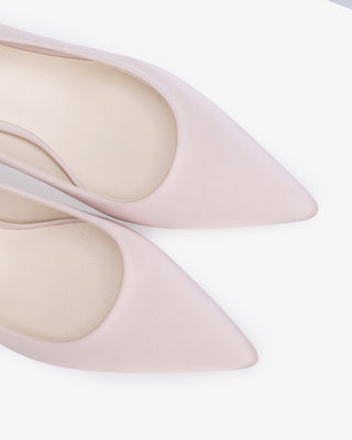Dusty Pink Satin Kitten Heel Pointed Toe Evening Pump