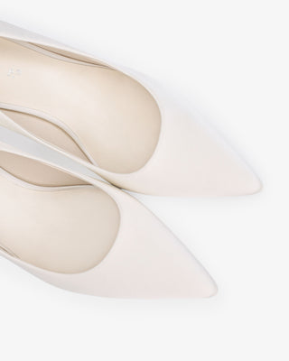 Ivory Satin Pointy Toe Low Block Heels Wedding Pumps, Women Shoes