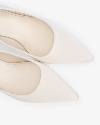 Ivory Block Heel Pointed Toe Wedding Pumps