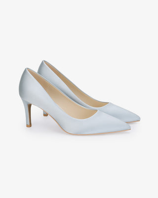 Light Blue Satin Pointy Toe Wedding Pump