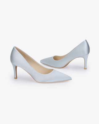 Light Blue Satin Pointy Toe Wedding Pump
